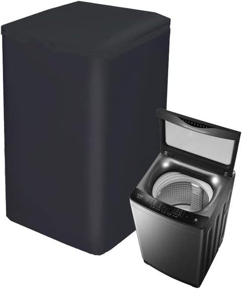 Dustproof Waterproof Washing Machine Cover, Black Top Load Protection Cover for Indoor/Outdoor Use