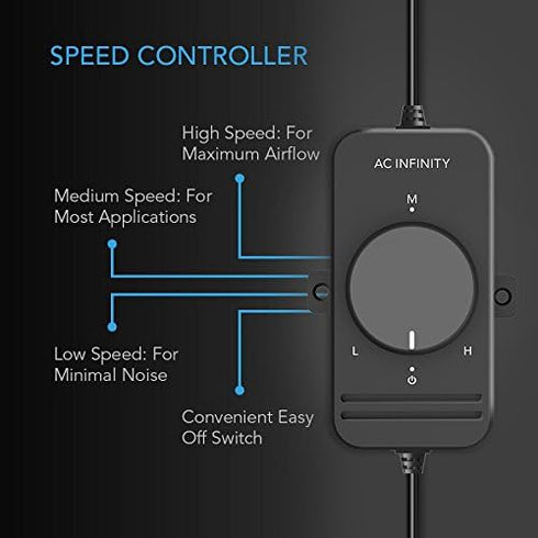 AC Infinity Fan Speed Controller for 100 to 125V AC Axial Muffin Cooling Fans, Dual Connector for DIY Cooling Projects