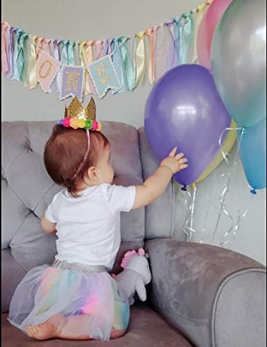 1st Rainbow High Chair Banner for Birthday - Baby Girl Smash Cake for Photo Props, First Birthday Photo Background