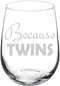 Wine Glass Goblet Funny Parent Mom Dad, Stemless, 17 oz, Because Twins