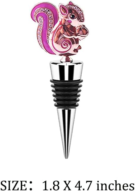 Squirrel Wine Bottle Stopper, Cute Animal Wine Stoppers for Christmas Party Decorations, Crystal Polygonal Beverage