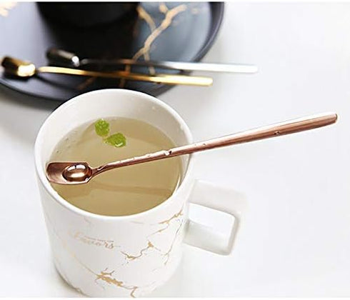 6 PCs Stainless Steel Mixing Spoon, Rose Gold Finish, 6-1/32 Inch Stirrer Spoon for Coffee, Ice Tea