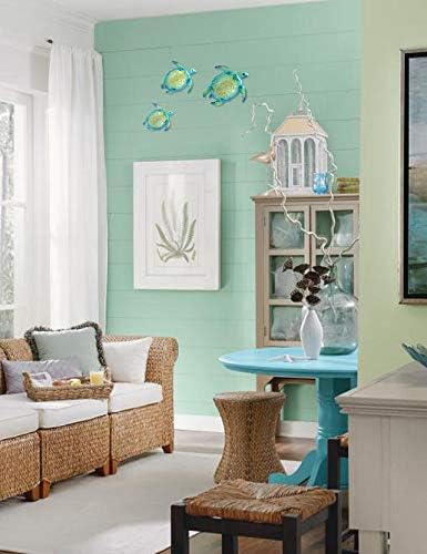 YOUIN Set of 3 Metal Sea Turtle Beach Theme Wall Art Decorations for Indoor Outdoor Bathroom Garden