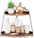 Puricon 2 Tier Corner Bathroom Counter Organizer, Wood Vanity Shelf for Skincare Storage, Brown Bathroom Organizers