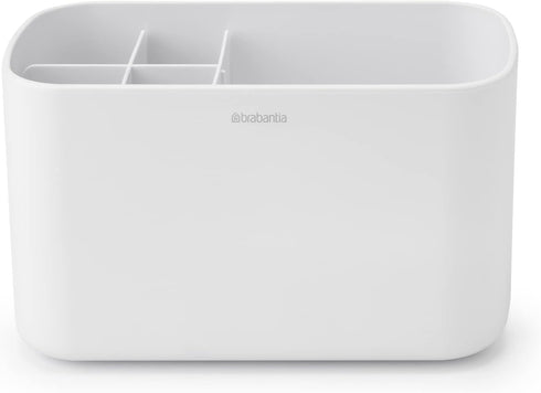 Brabantia Renew Bathroom Caddy (White), Compartments for Toothbrushes, Soap, Nonslip Base with Drainage Holes