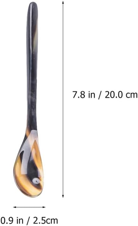 YARNOW 4 Pcs Small Ox Horn Caviar Spoons, Mother of Pearl Soup Spoons for Dessert and Tea