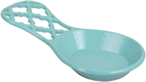 Home Basics Lattice Collection Cast Iron Spoon Rest in Turquoise