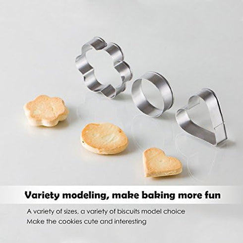 Metal Cookie Cutters Set - 12Pcs Heart, Star, Round, Flower Cookie Cutters for Baking