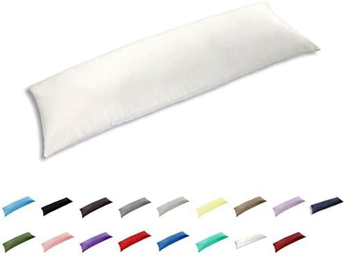 TAOSON 100% Cotton Body Pillow Cover, 300 Thread Count, White, 21"x54" - Pillowcase with Zipper, No Insert