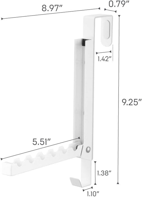 Smart Over The Door Coat Hook Organizer, 2-Hook Collapsible Rack for Entryway or Bedroom Closet - Steel