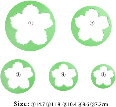 SK 5-Piece Peony Fondant Cutters Set, Sugarcraft Modeling Tools Kit for Cake Decoration, Green