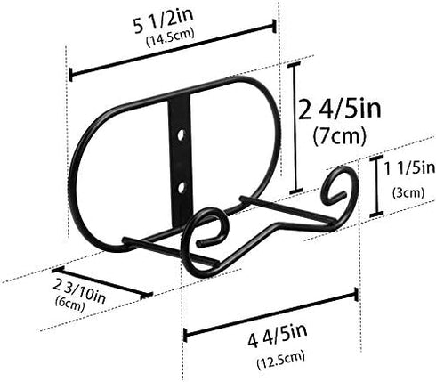 LIONWEI LIONWELI Wall Mount Plate Display Stands, 2 Pack Black Iron Easel Holders for Plates & Frames