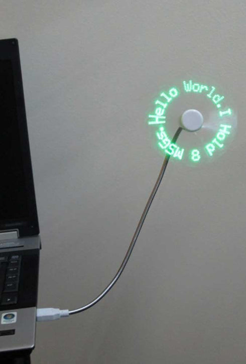 PowerTRC LED Programmable Message Fan with Customized Drawing, USB Powered (Green LED)
