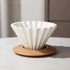 Ceramic Coffee Dripper Pour Over Maker with Wood Stand, Elegant Flower Shape V60 Filter (Black)