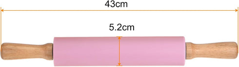 17 Inch HARFINGTON Silicone Rolling Pins for Baking Wooden Handle Non Stick Rolling Pin Small Roller Play Dough Rolling