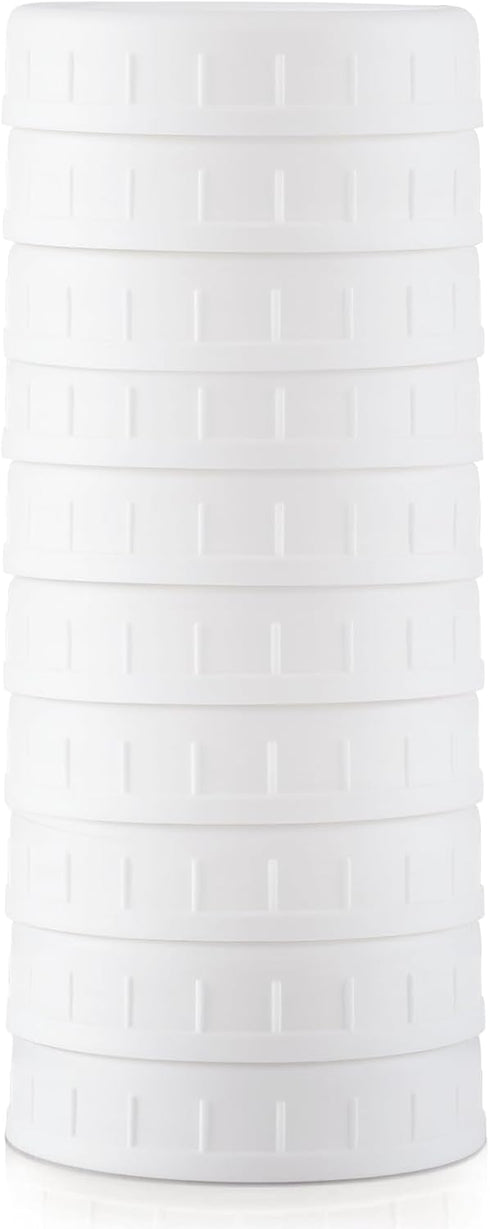 AOZITA 10 Pack REGULAR Mouth Mason Jar Lids, White Plastic Storage Caps for Ball & Kerr Mason/Canning Jars