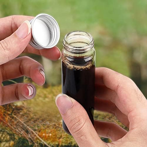 TOBWOLF 12PCS Glass Spice Jars - 50ml / 1.7oz Transparent Containers with Aluminum Lids for Home Kitchen Storage