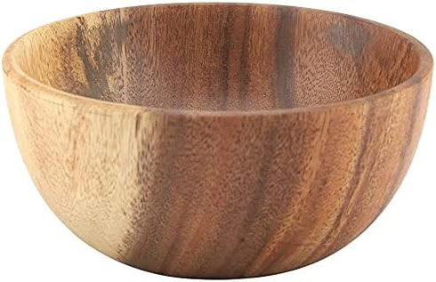 Yosoo Natural Hand-Made Solid Wood Bowl, Classic Large Round Acacia Wood Salad Soup Dining Bowl, 16x7 cm