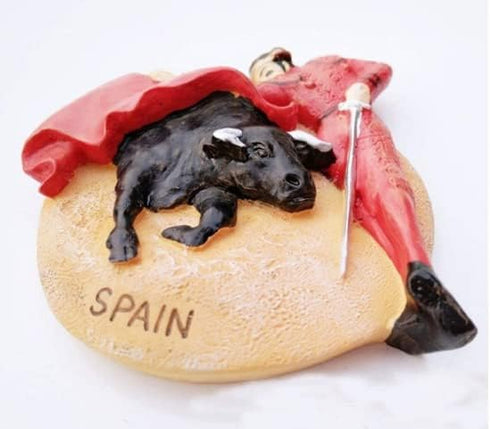 Tiny Matador and Bull Bullfight in Spain Southern Europe Tourist Attractions Resin Refrigerator Magnet Traveler Souvenir Gift Memento 3D Fridge Magnets