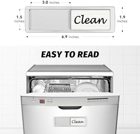 Dishwasher Magnet Clean Dirty Sign Shutter Only Changes When You Push It Non-Scratching Strong Magnet or 3M Adhesive Options Indicator Tells Whether Dishes are Clean or Dirty (Wood White/Black)