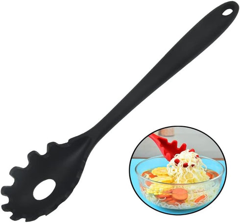 Spaghetti Spoon Pasta Fork, Silicone Pasta Fork, 11.2 Inch High Heat Resistant Noodle Spoon Server, Food Grade with