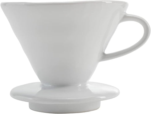 Restaurantware Restpresso 17 Ounce Coffee Dripper | 1 Reusable Coffee Cone with Drip Hole, White Ceramic Pour Over
