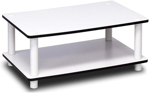 2-Tier Furinno JUST Coffee Table, Modern Coffee Table with Open Shelf, Toolless Assembly Side Table, for Living Room
