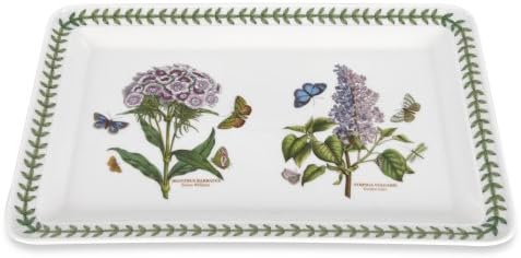 Portmeirion Botanic Garden Rectangular Tray, 14.5"x7", Assorted Floral Motifs, Fine Porcelain, Stylish Serveware