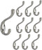 QCAA Premium Quality Heavy Duty Coat and Hat Hook Hanger 3-3/8" Zinc Die Cast Satin Nickel 10 Pack
