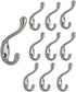QCAA Premium Quality Heavy Duty Coat and Hat Hook Hanger 3-3/8" Zinc Die Cast Satin Nickel 10 Pack