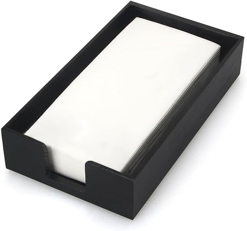 TiHau Acrylic Guest Towel Napkin Holder, Black Bathroom Paper Hand Towels Storage Tray,