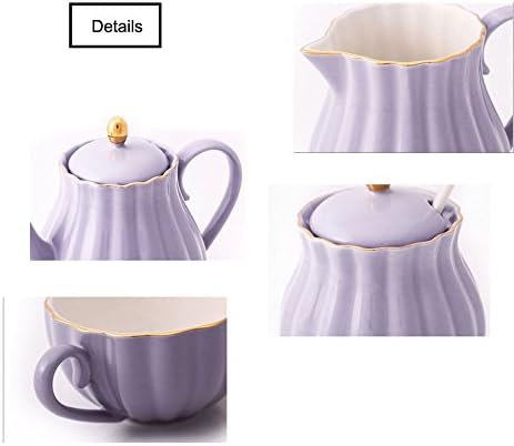 CHOOLD Elegant Flower Design Ceramic Sugar and Creamer Set, 7.5oz, with Lid Spoon, Coffee Serving Set, Wedding Gift