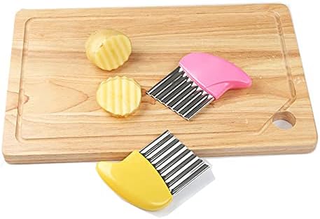 Crinkle-Cutter for Veggies-Salad, 2Pcs Stainless-Steel-Blade Wavy Chopper Knife