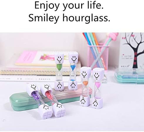3 Minute Sand Timer Set for Brushing Teeth, Pack of 6 Colorful Smiley Hourglass Timers