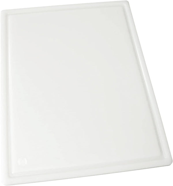 Winco Heavy-Duty Plastic Cutting Board with Groove, 12" x 18" x 1/2", White