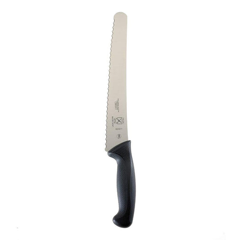 Mercer Culinary M23211 Millennia Black Handle Bread Knife, 10-Inch Left Handed Wavy Edge Wide