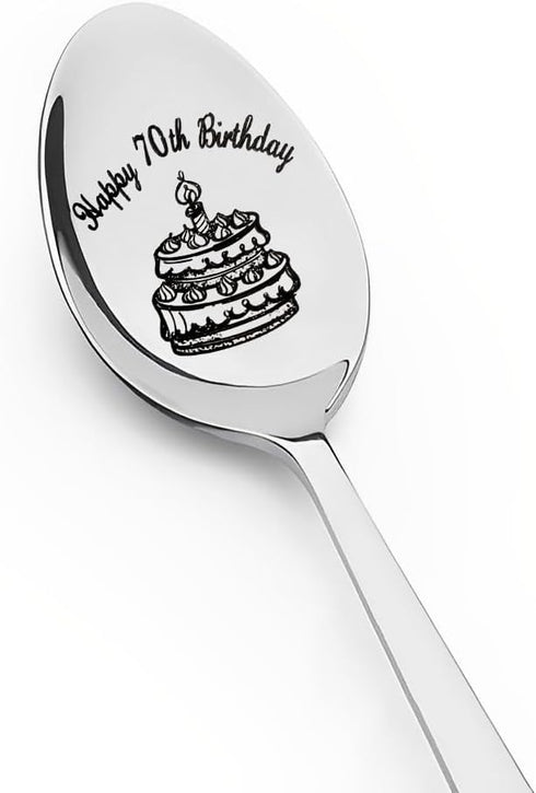 Happy 70th Birthday Gifts Spoon, Bday Gifts for Grandpa, 70 Years Old Presents for Men and Women
