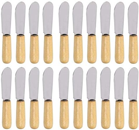 20-Pack Stainless Steel Butter Spreader Knives Set, 4-inch Wood Handle for Sandwich Cream Cheese