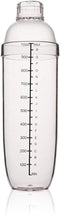 FEOOWV Plastic Cocktail Shaker, Transparent Drink Mixer Hand Shaker Cup with Scales, 33 oz / 1000cc
