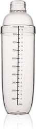 FEOOWV Plastic Cocktail Shaker, Transparent Drink Mixer Hand Shaker Cup with Scales, 33 oz / 1000cc