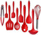 Kitchen Utensils Set, 10+1 Piece Silicone Heat-Resistant Non-Stick Cooking Tools in Red