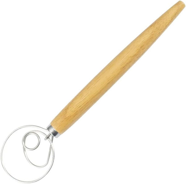 Danish Dough Whisk - 13" Dutch Whisk with Stainless Steel Ring - Baking Tool for Bread, Pastry or Pizza Dough,