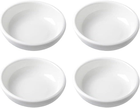 4pcs White Ceramic Dipping Bowls - 3 Inch Seasoning Dishes for Appetizers