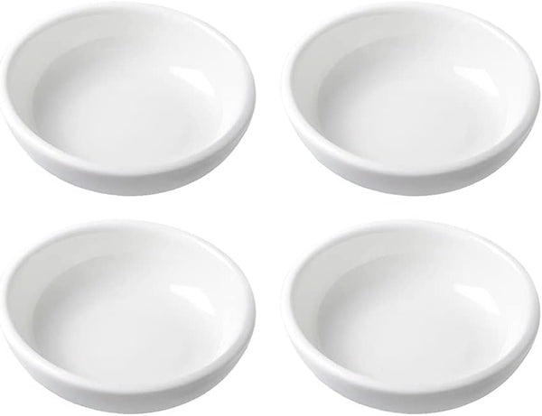 4pcs White Ceramic Dipping Bowls - 3 Inch Seasoning Dishes for Appetizers