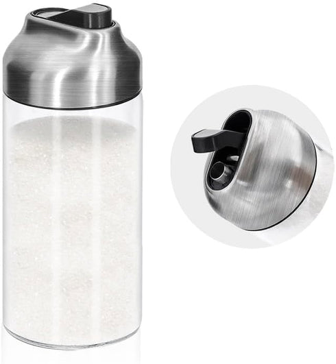 Aelga 12 OZ Glass Sugar Dispenser with Pour Spout, Weighted Pourer, for