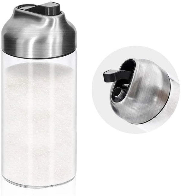 Aelga 12 OZ Glass Sugar Dispenser with Pour Spout, Weighted Pourer, for
