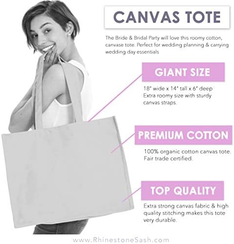 Giant 18" x 14" Canvas Bride Tote Bag - Diamond Motif Rhinestone Totes - Wedding Accessories & Bridal Shower Gifts