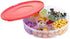 2 Pack Candy and Nut Serving Container, Appetizer Tray with Lid, 6 Compartment Round Plastic Food Storage Organizer,