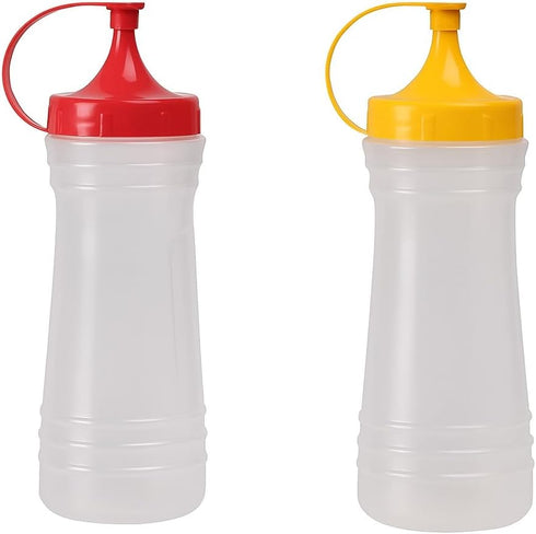 17 oz Squeeze Condiment Bottle Set 2-Pack Mustard & Ketchup Dispensers by