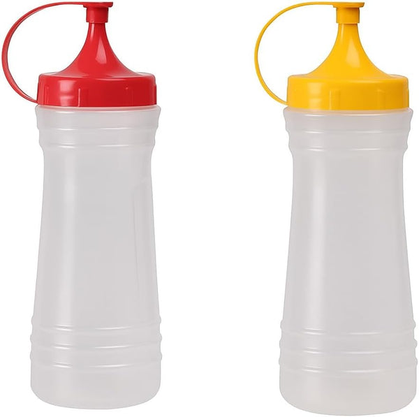 17 oz Squeeze Condiment Bottle Set 2-Pack Mustard & Ketchup Dispensers by